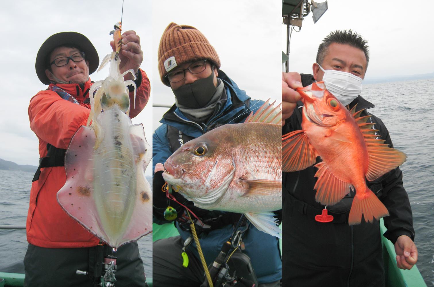 三重県五ケ所湾沖でマダイとアオリイカ釣り
